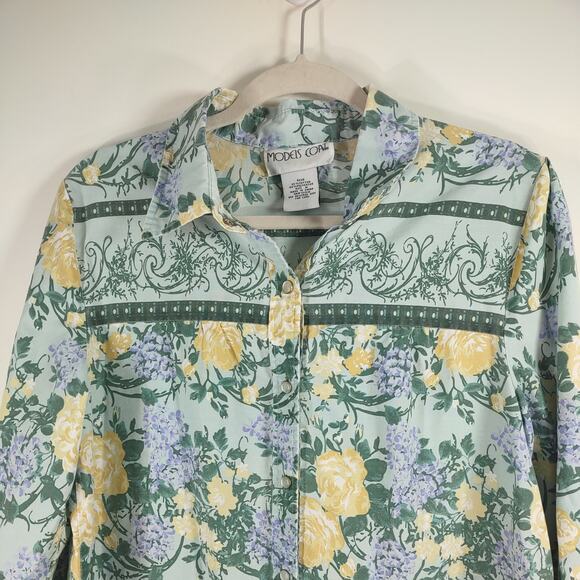 Vintage Models House Coat with Florals, Size Medium - Picture 7 of 9